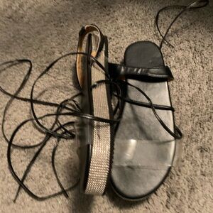 Elegant Black and Silver Women's Sandals